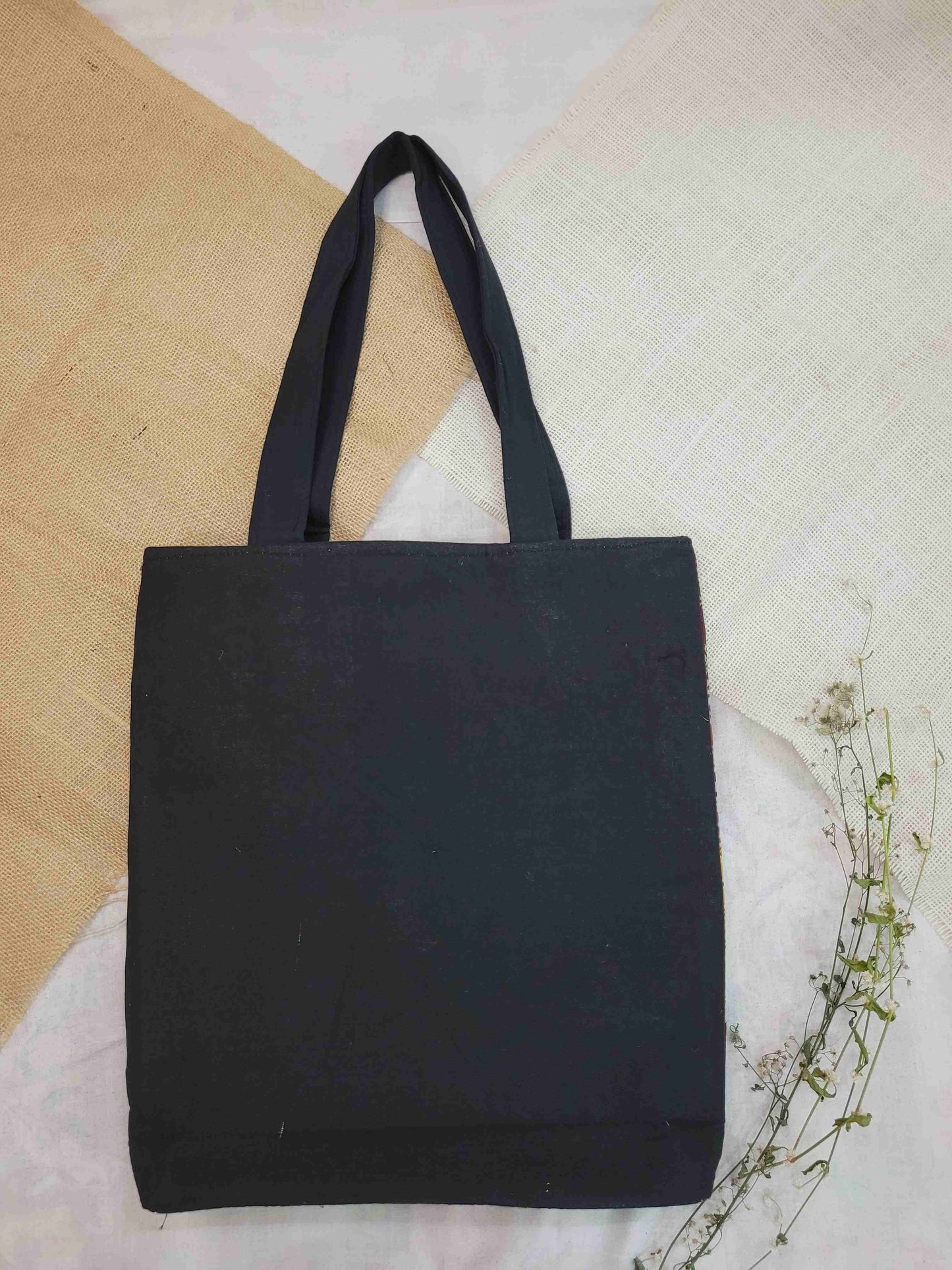 Printed Patchwork Tote - Black