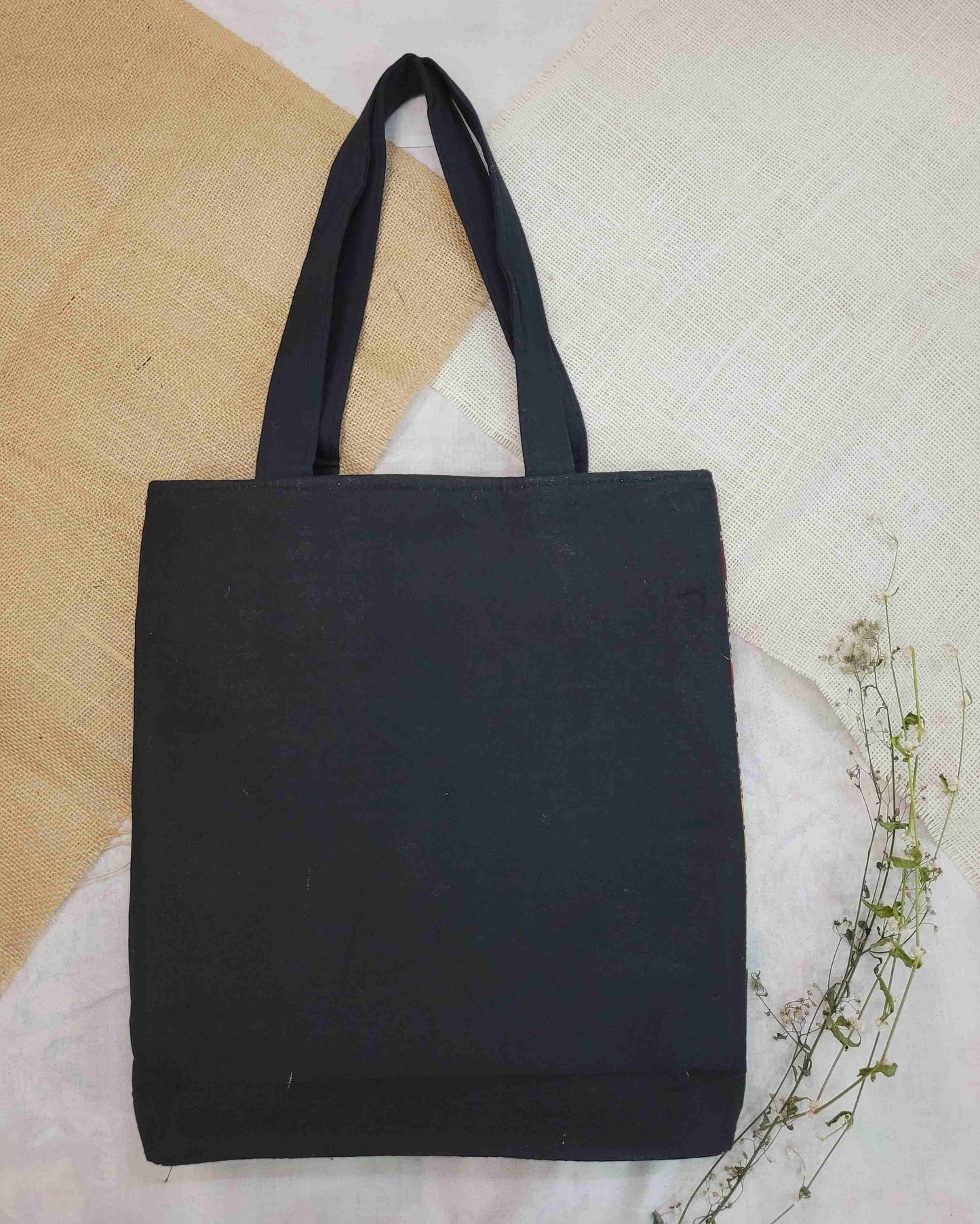 Printed Patchwork Tote - Black