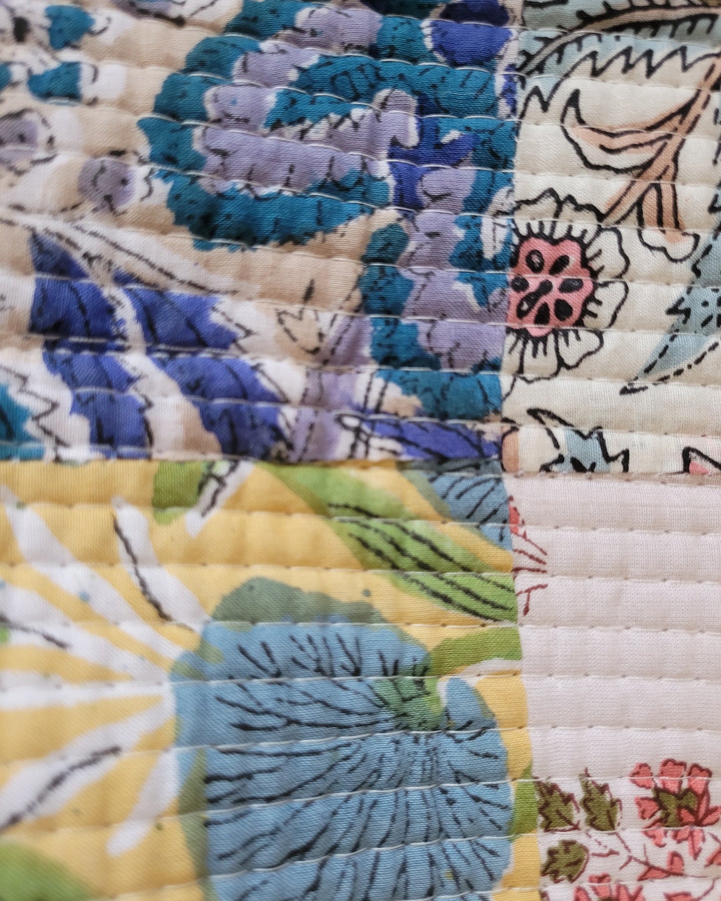 Handblock Patchwork Quilted Tote