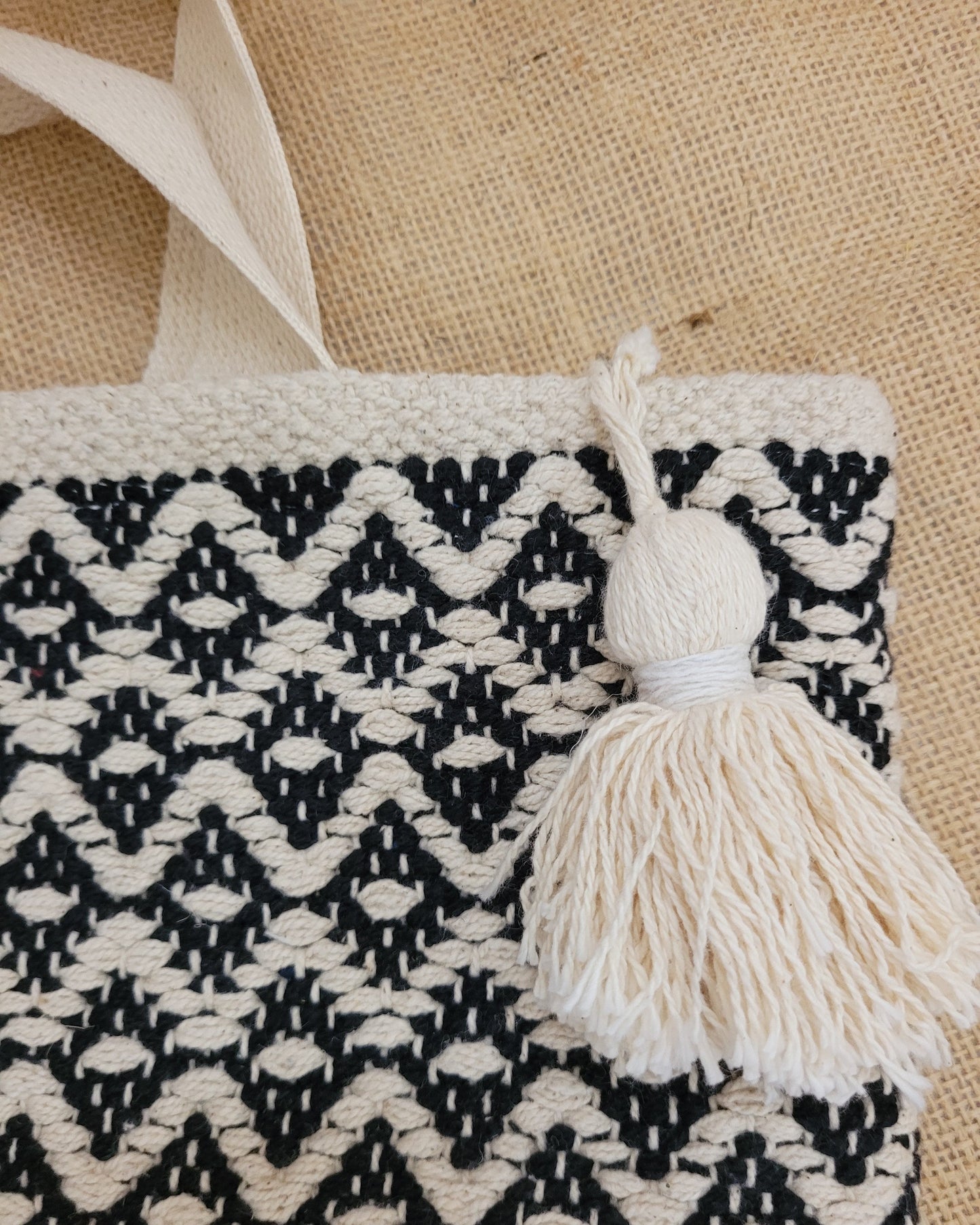 Ivory Noir Handloom Tote