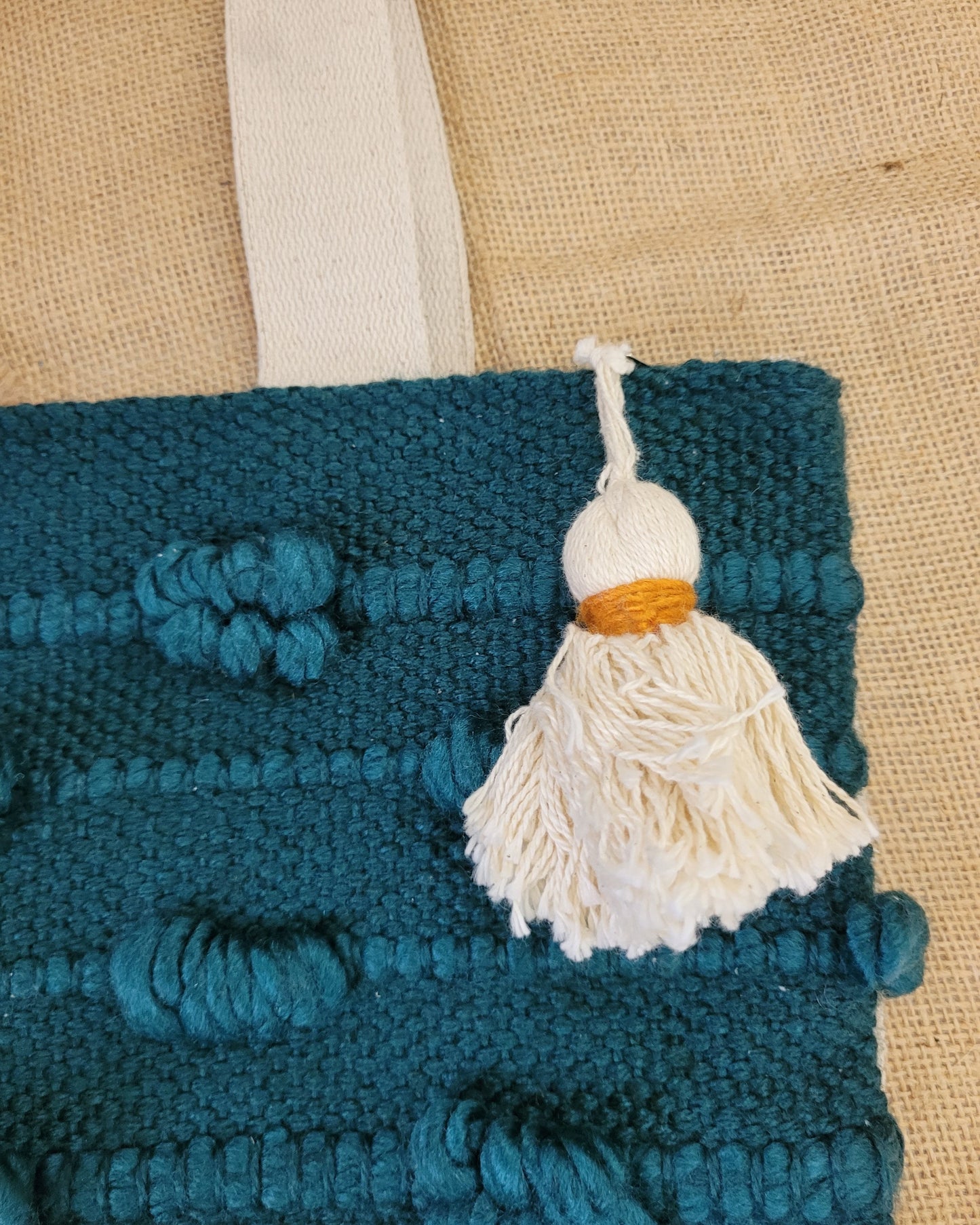 Teal Knot Handloom Tote