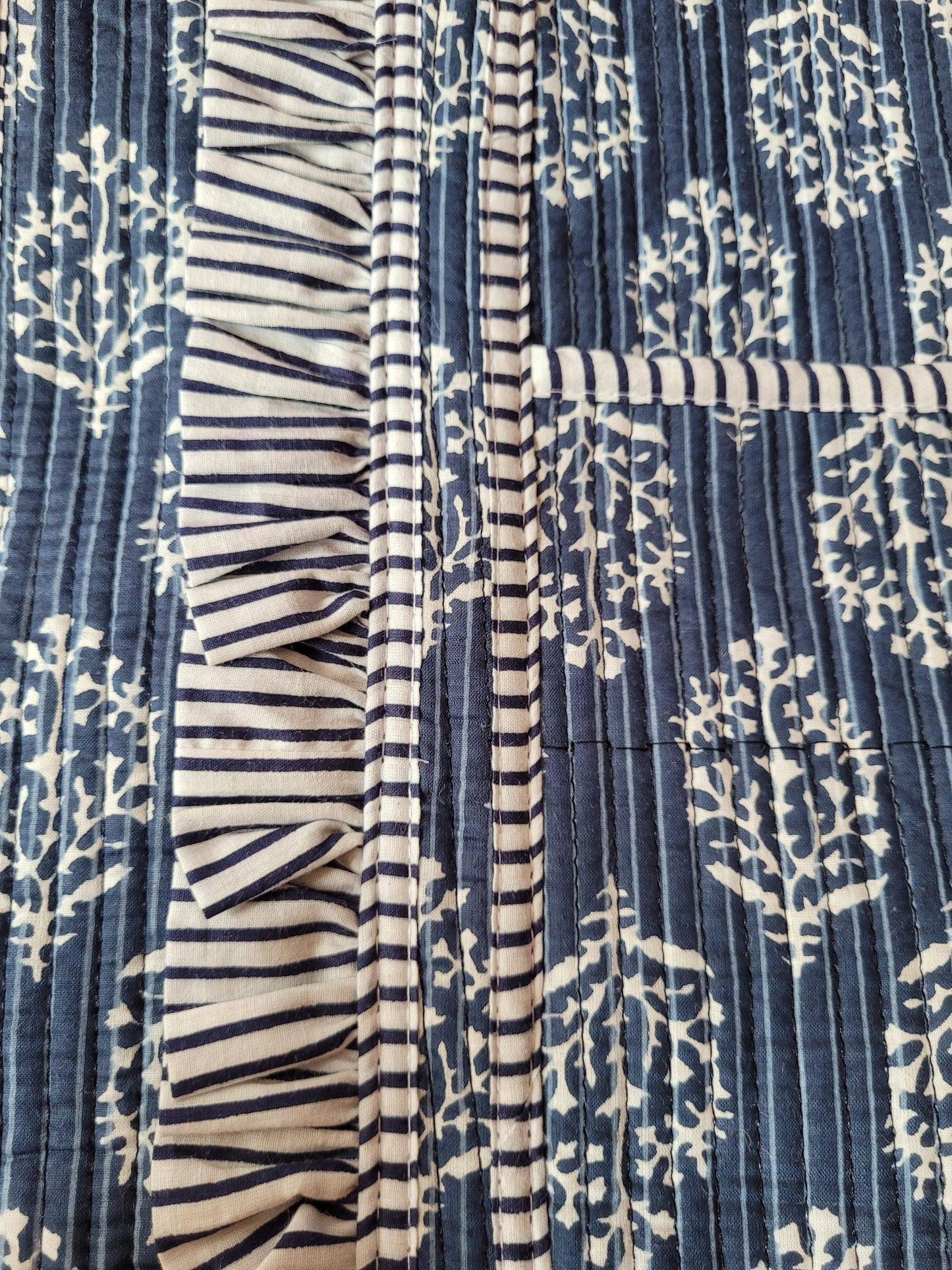 Indigo Bloom Quilted Tote