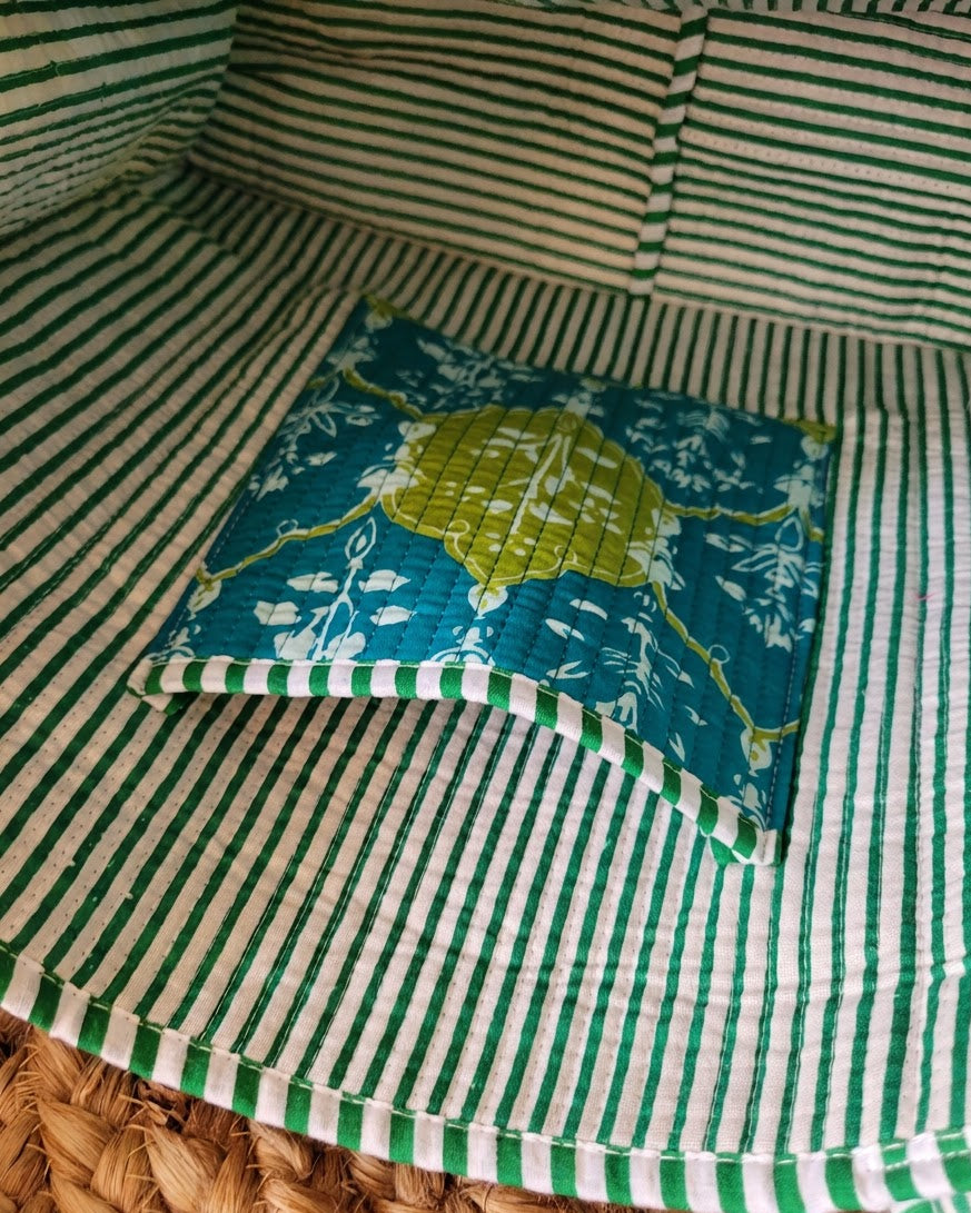 Aqua Mosaic Quilted Tote