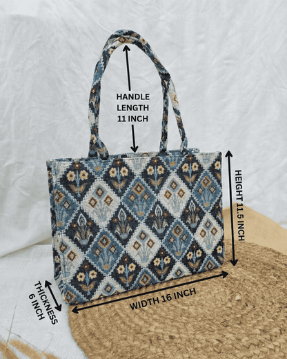 Indigo Jacquard Tote