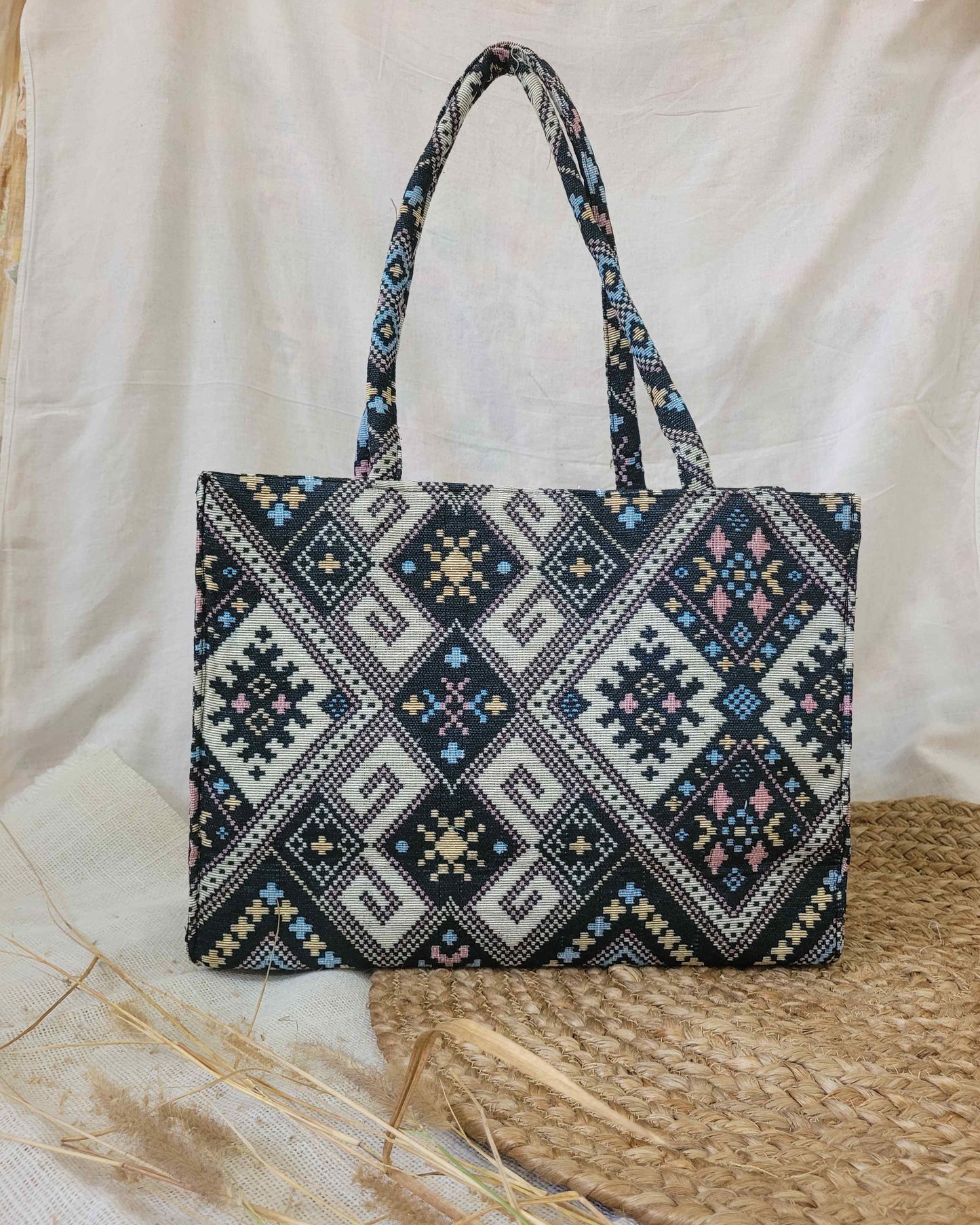 Midnight Heritage Jacquard Tote