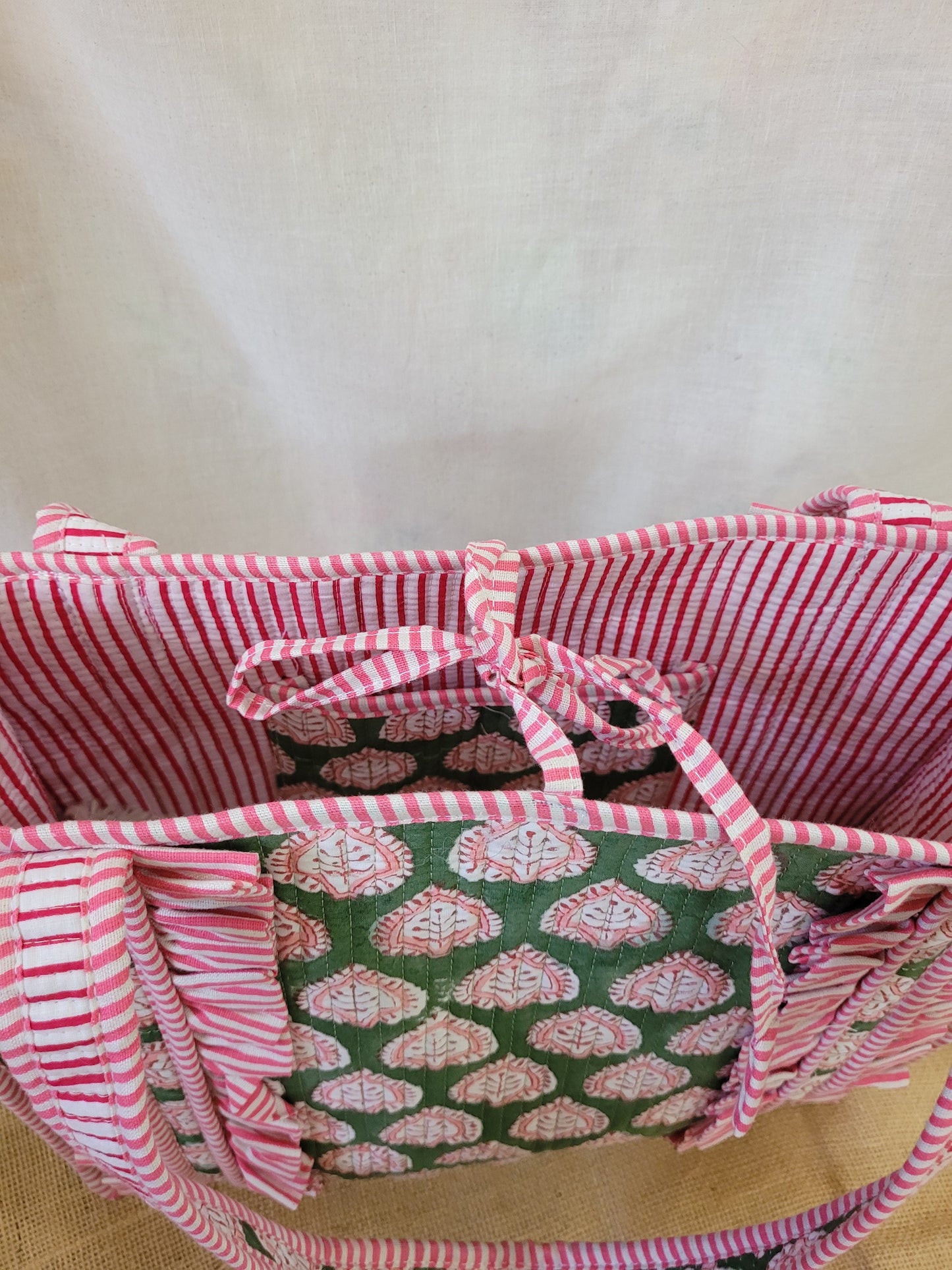 Pink Leaf Quilted Tote