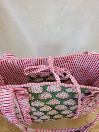 Pink Leaf Quilted Tote