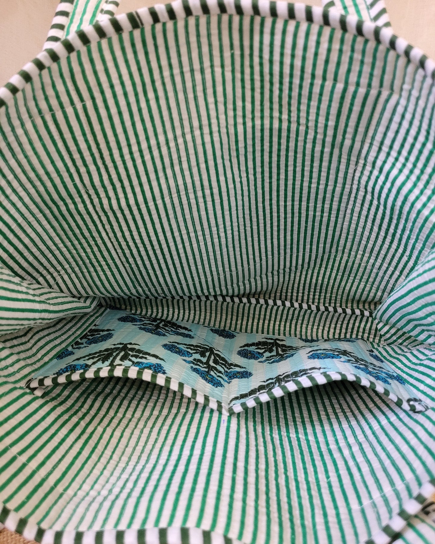 Blue Bloom Quilted Tote