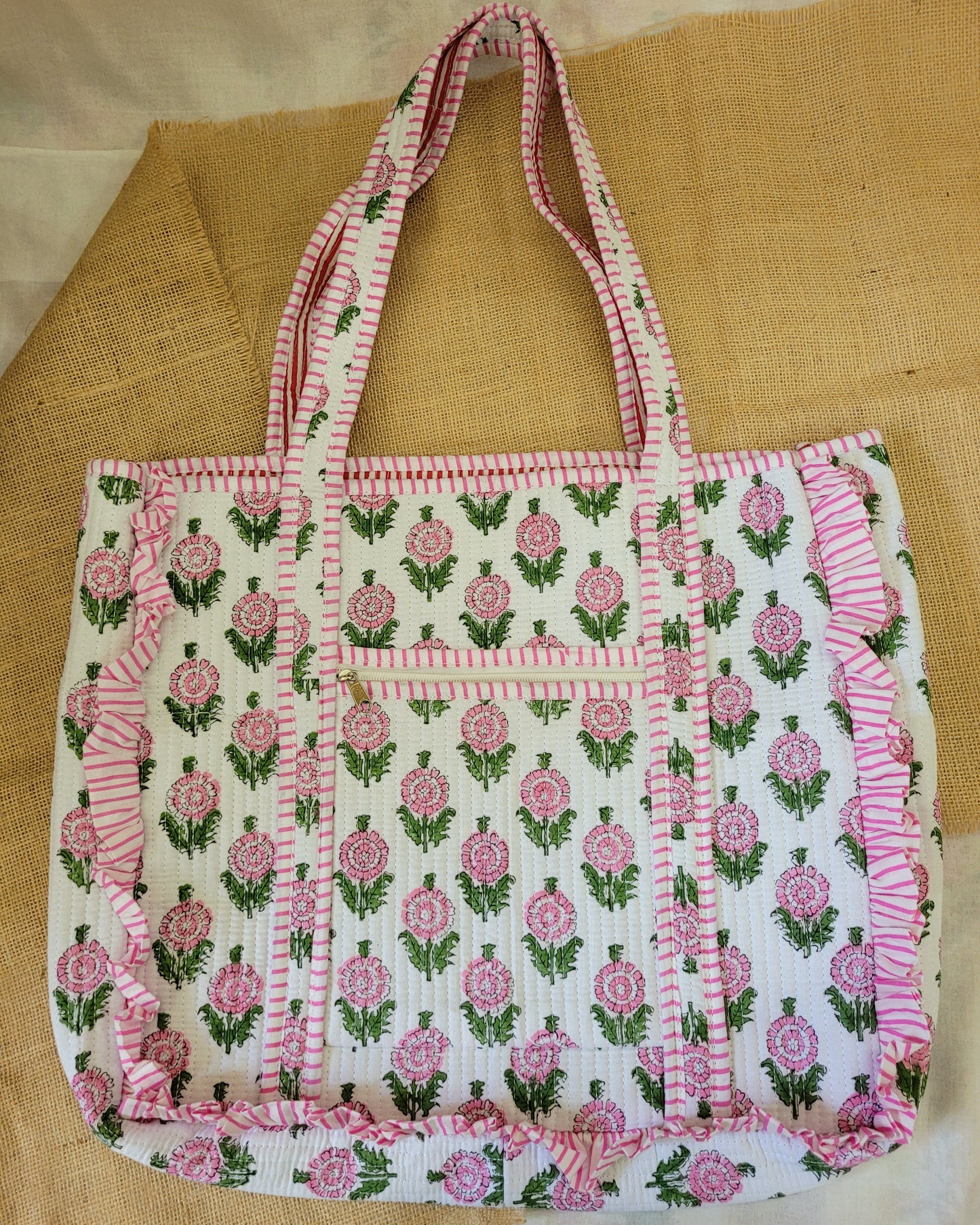 Pink Bloom Quilted Tote