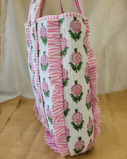 Pink Bloom Quilted Tote
