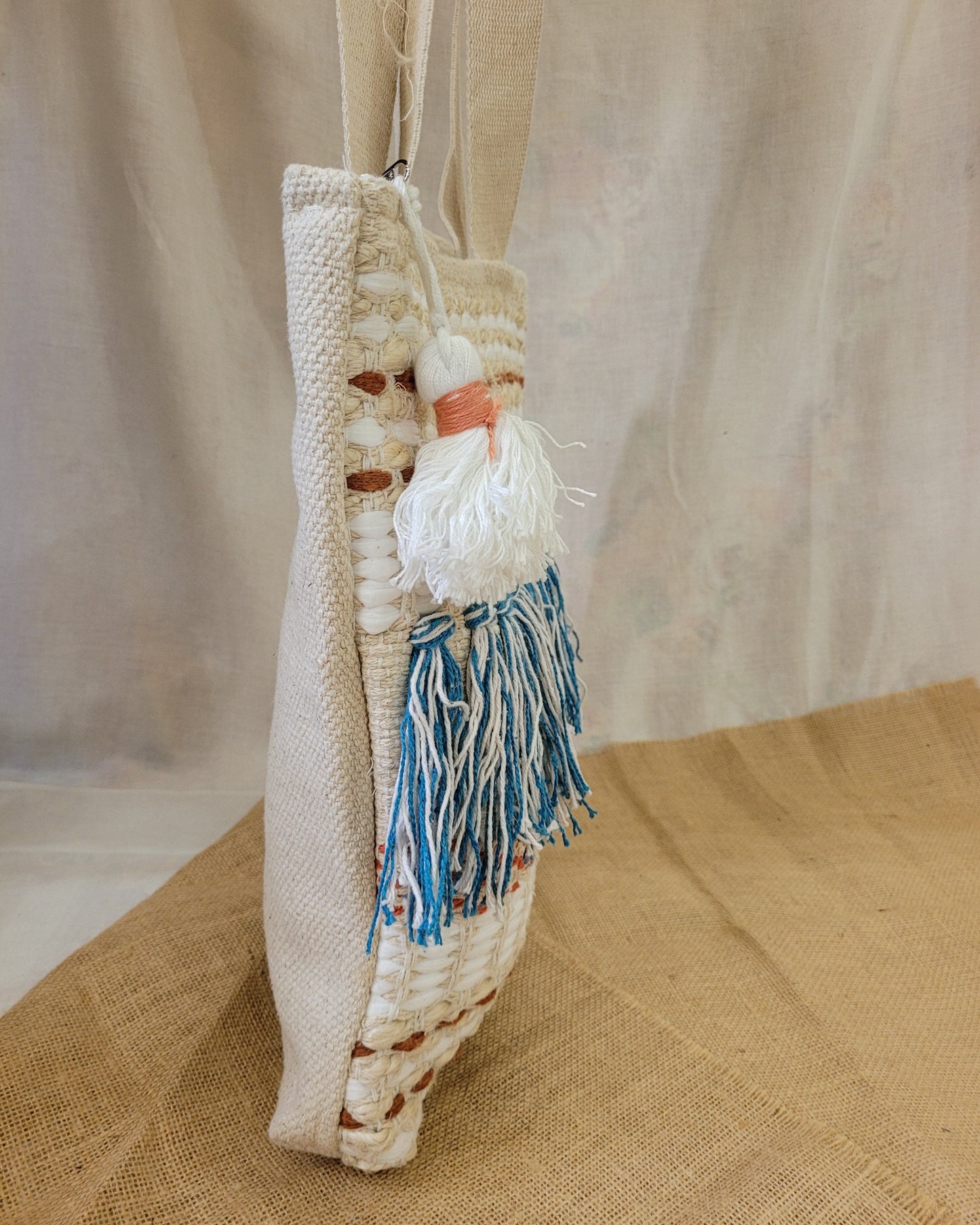 Azure Fringe Handloom Tote