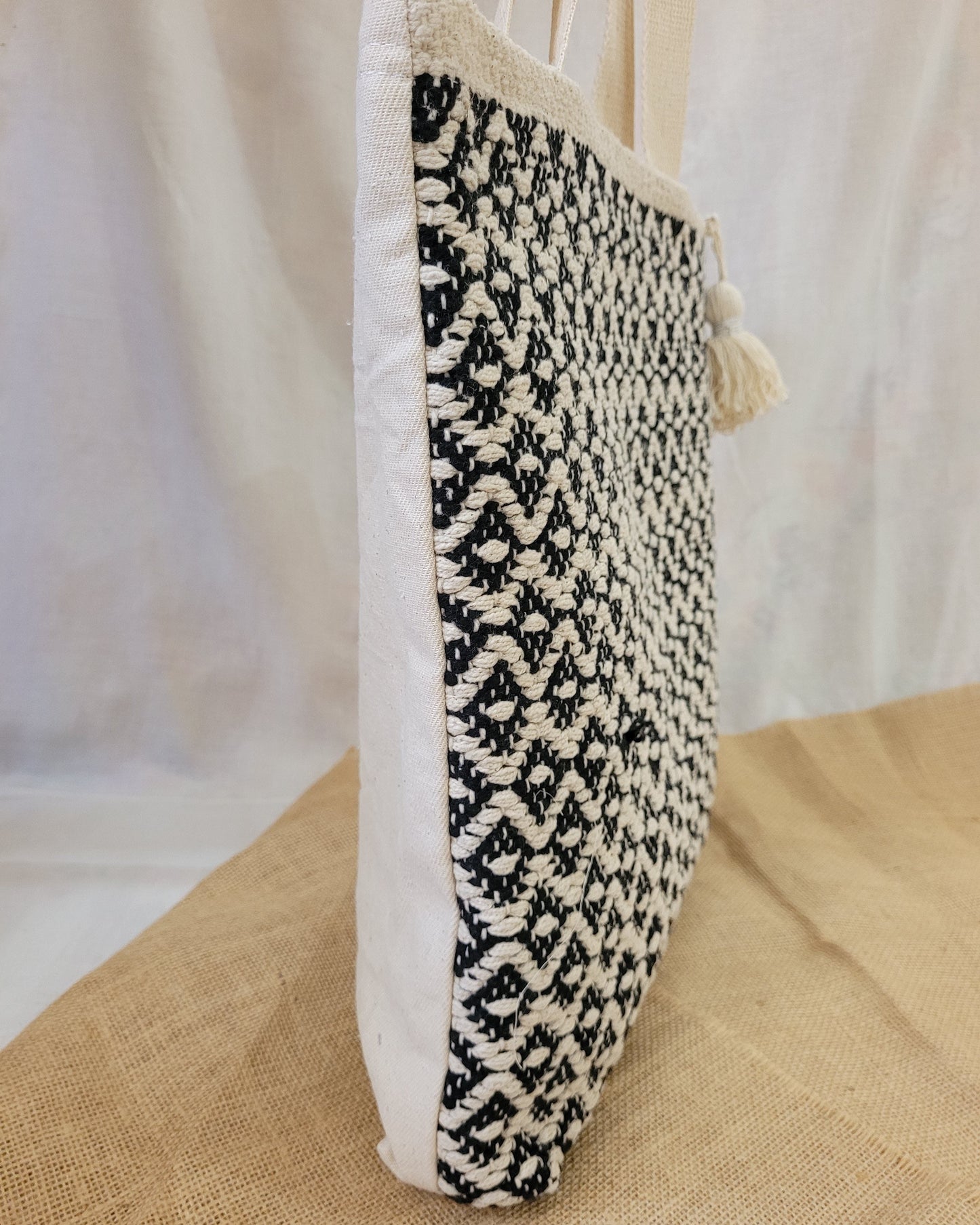 Ivory Noir Handloom Tote