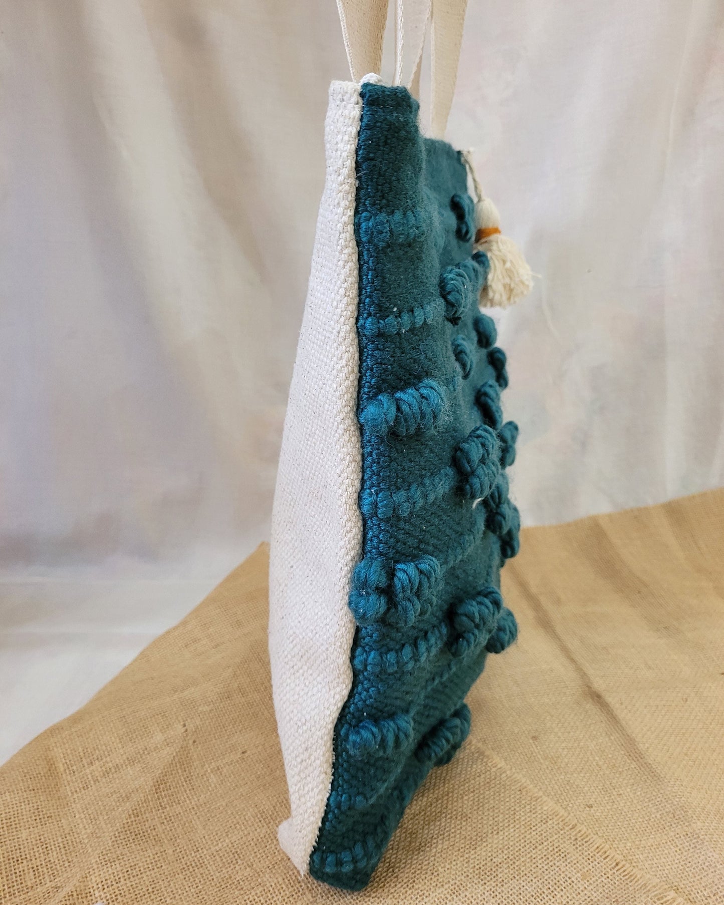 Teal Knot Handloom Tote