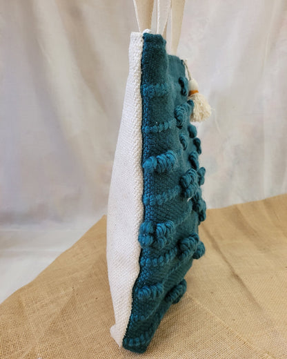 Teal Knot Handloom Tote