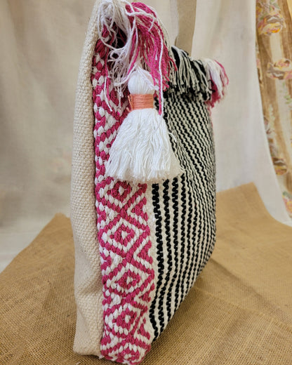 Monochrome Pink Handloom Tote