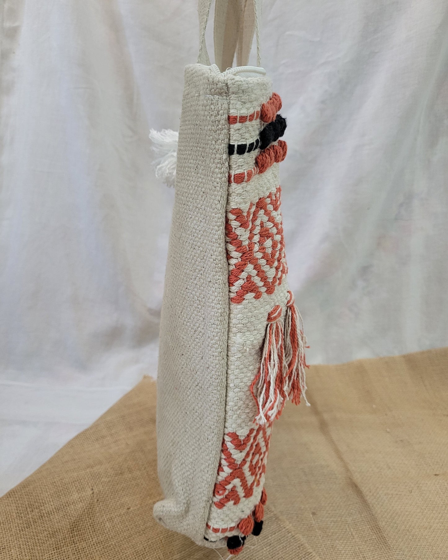 Coral Loom Fringe Tote