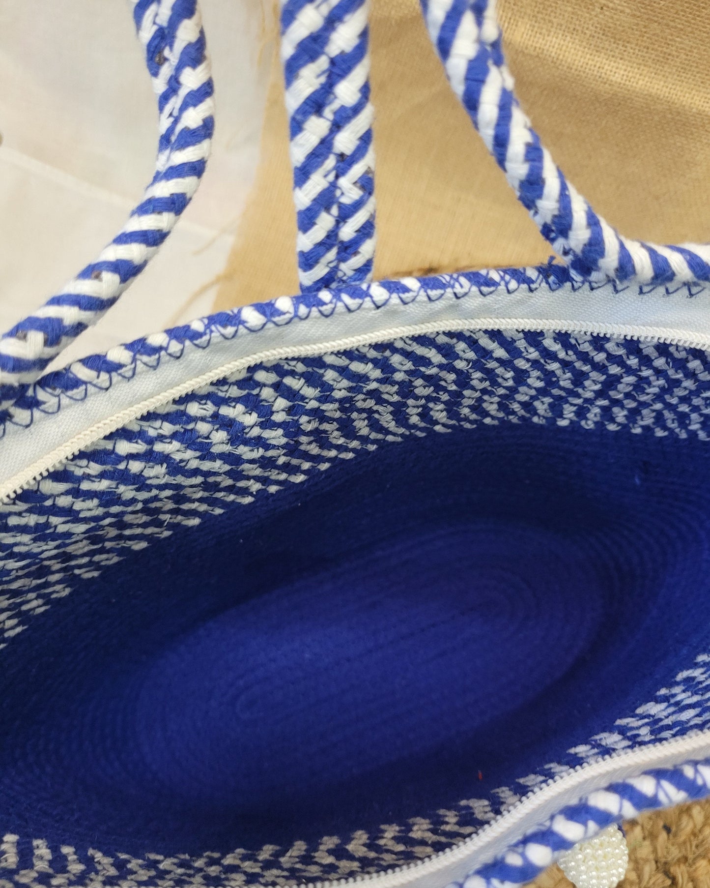 Ocean Blue Jute Rope Tote