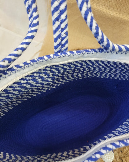 Ocean Blue Jute Rope Tote