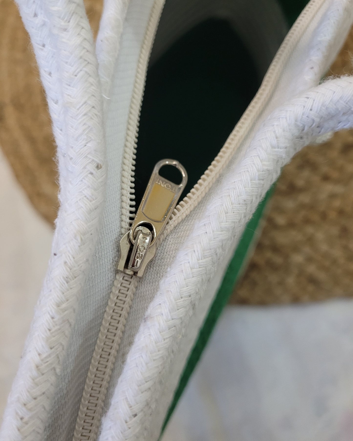 Emerald Stripe Jute Rope Tote