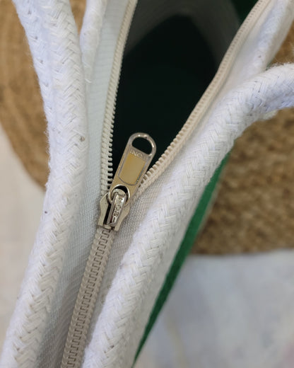 Emerald Stripe Jute Rope Tote