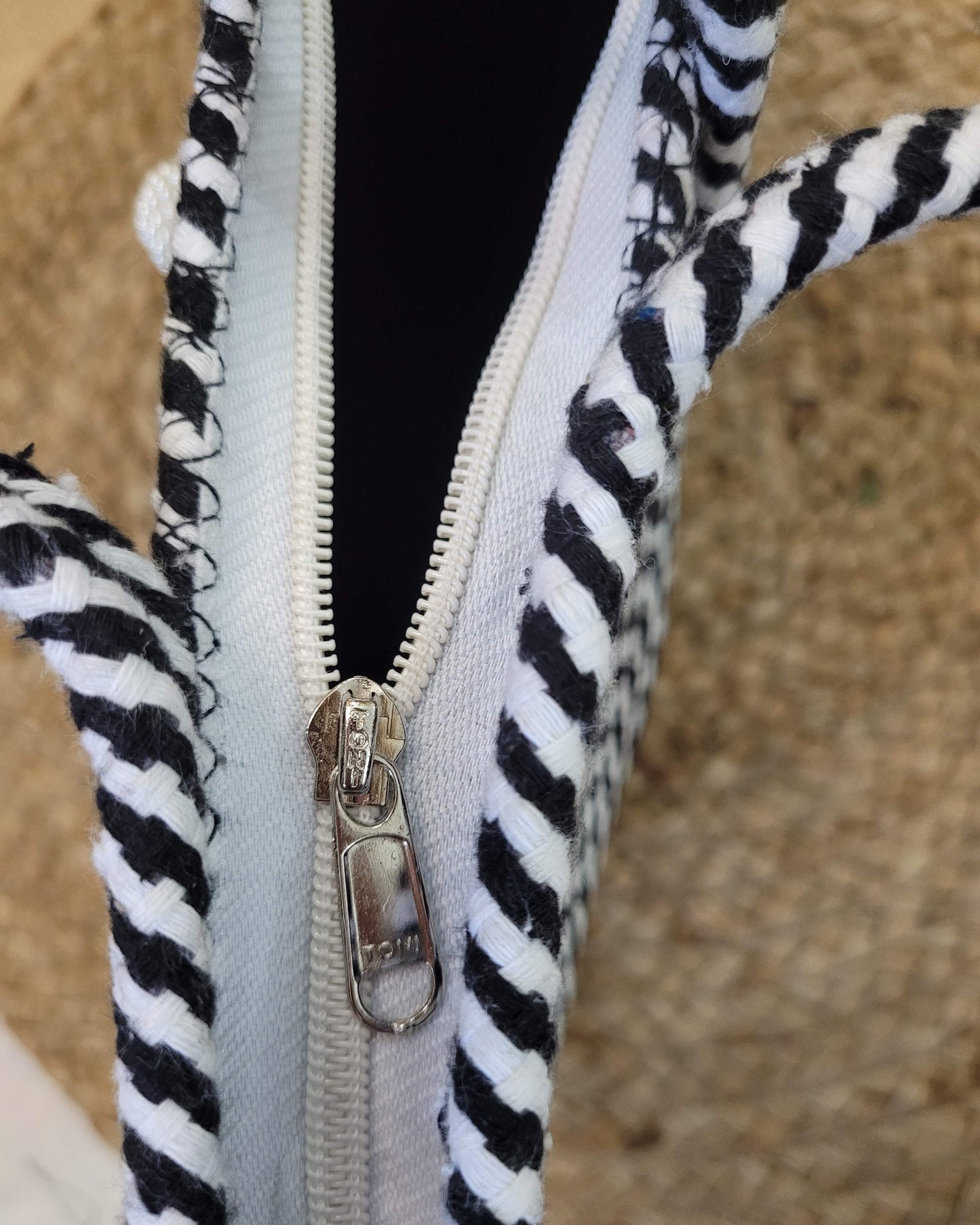 Midnight Stripe Jute Rope Tote