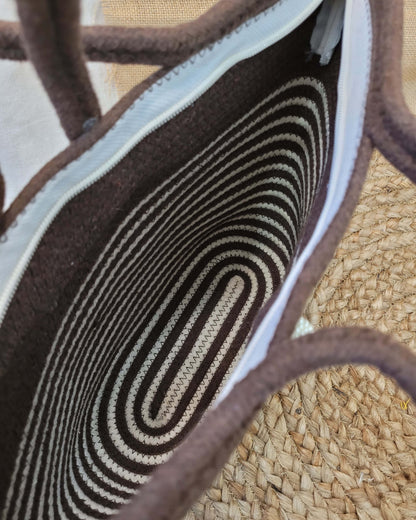 Cocoa Stripe Jute Rope Tote