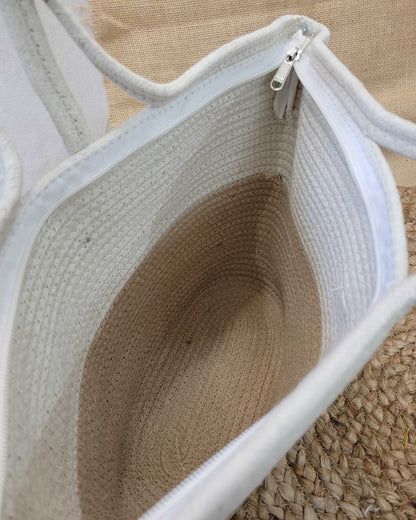 Ivory Sand Jute Rope Tote