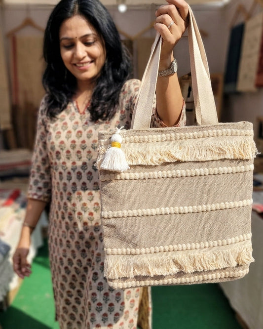 Linen Stripe Handloom Tote
