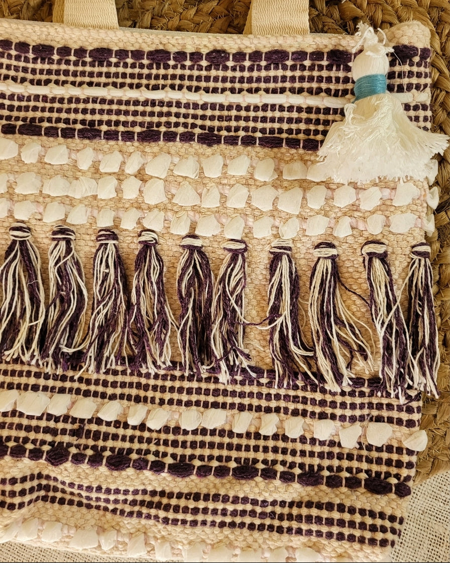 Purple Fringe Handloom Tote