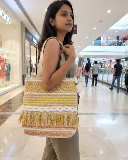 Mustard Braid Handloom Tote