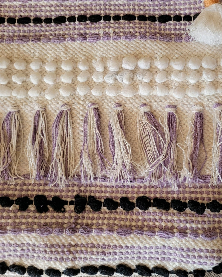 Lavender Fringe Handloom Canvas Tote