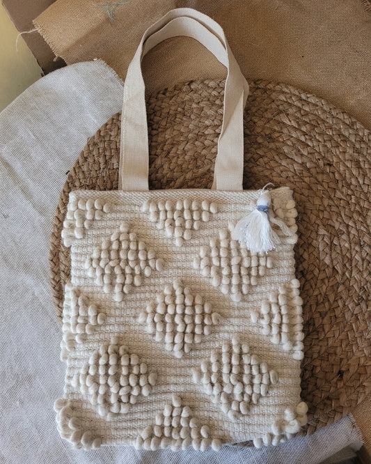Ivory Handloom Canvas Tote