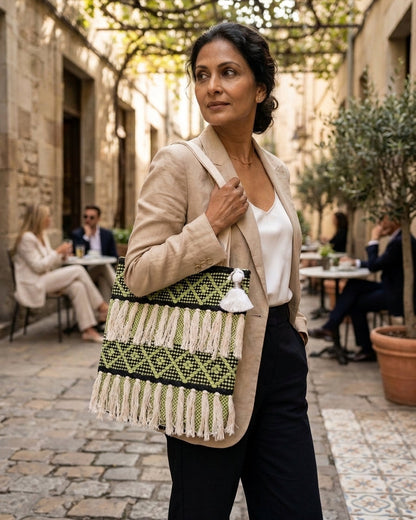 Sage Geo Handloom Tote
