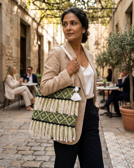 Sage Geo Handloom Tote
