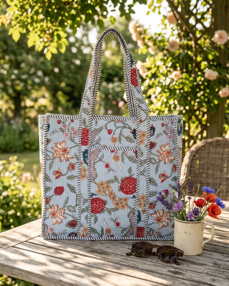 Pastel Bloom Quilted Tote