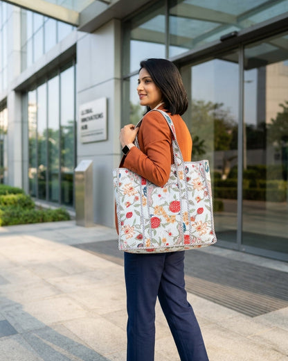Pastel Bloom Quilted Tote