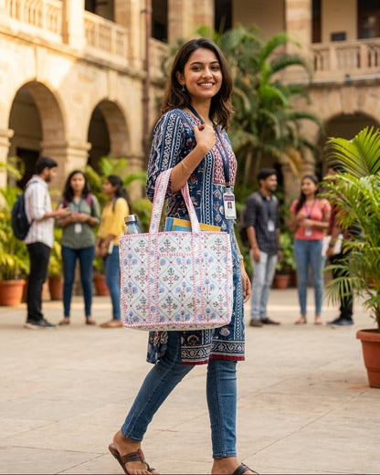 Blush Bloom Quilted Tote