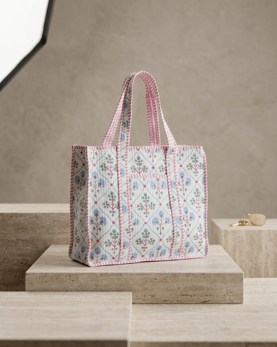 Blush Bloom Quilted Tote