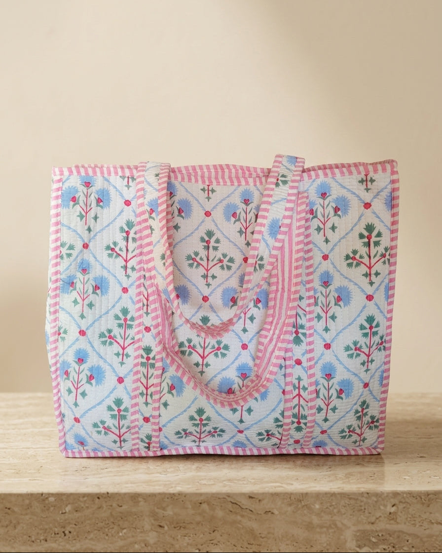 Blush Bloom Quilted Tote