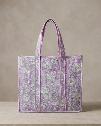 Lavender Bloom Quilted Tote