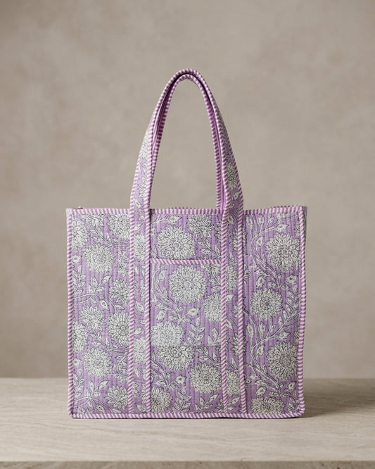 Lavender Bloom Quilted Tote