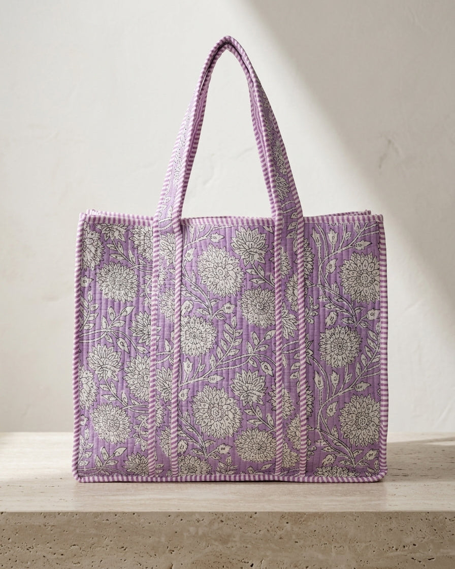 Lavender Bloom Quilted Tote