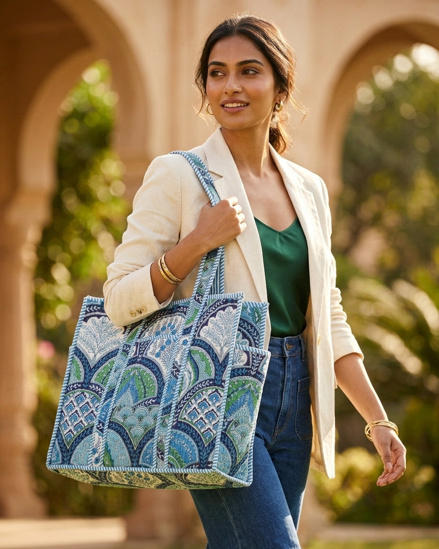 Indigo Arch Bottle Tote