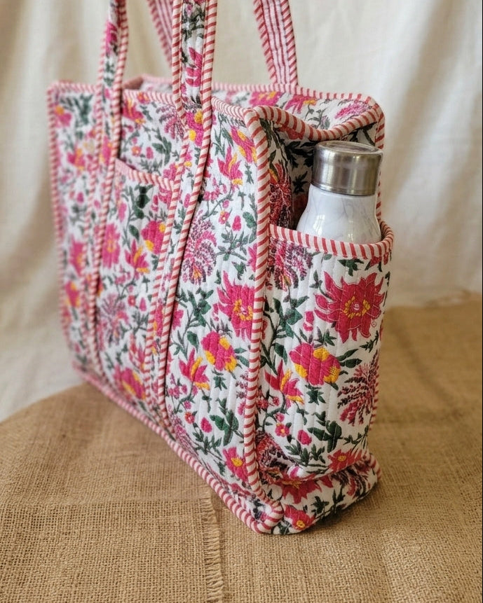 Pink Bloom Bottle Tote
