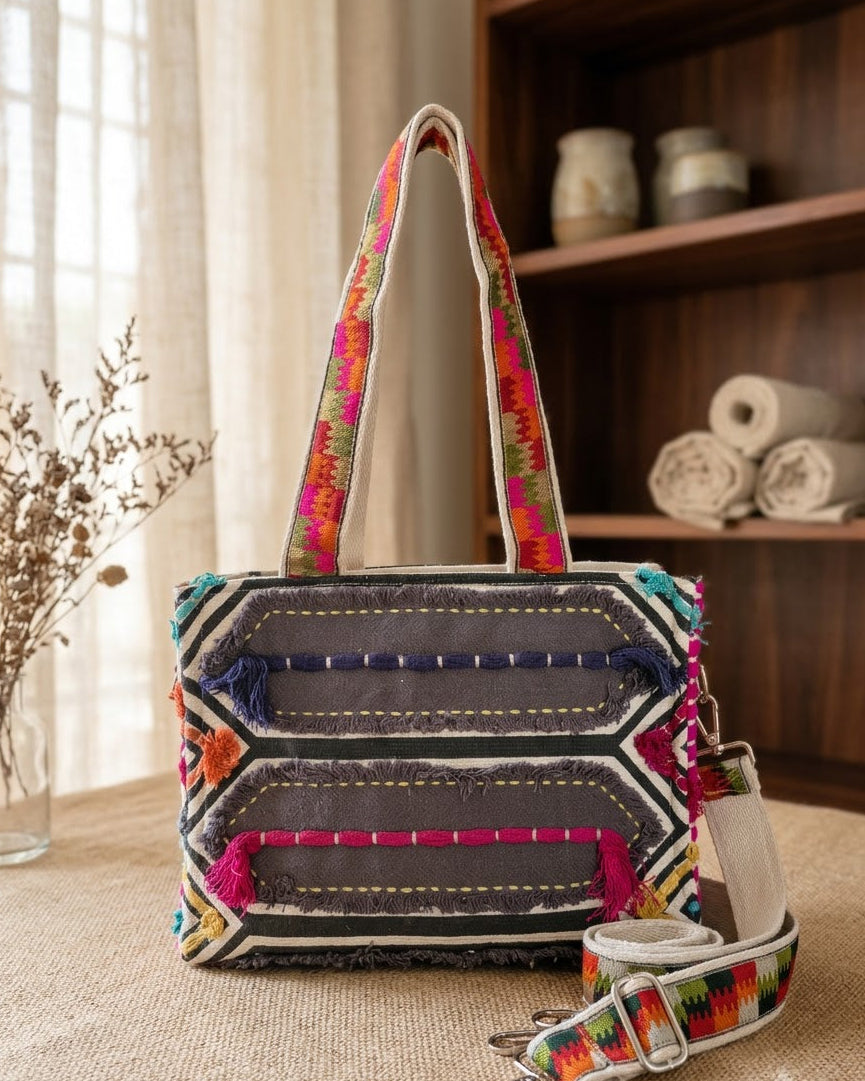 Geo Stitch Box Tote