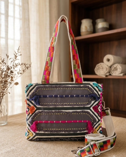 Geo Stitch Box Tote