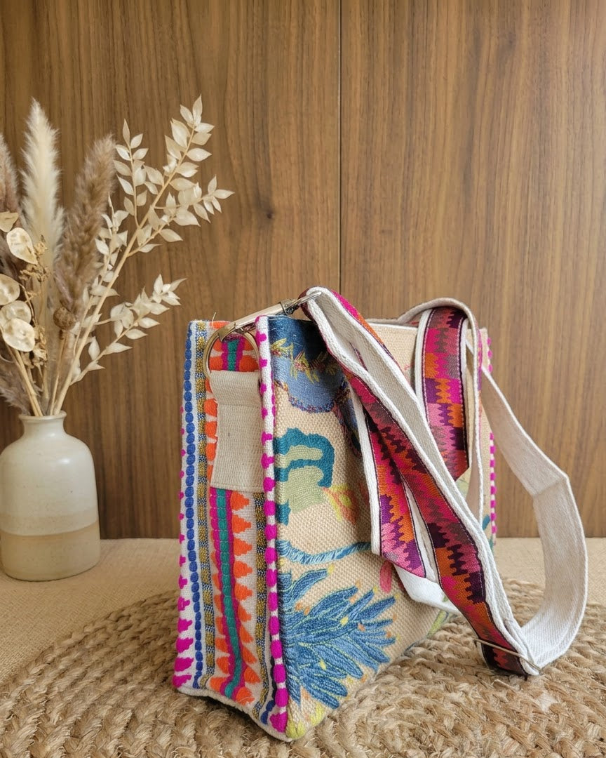 Botanical Stitch Box Tote