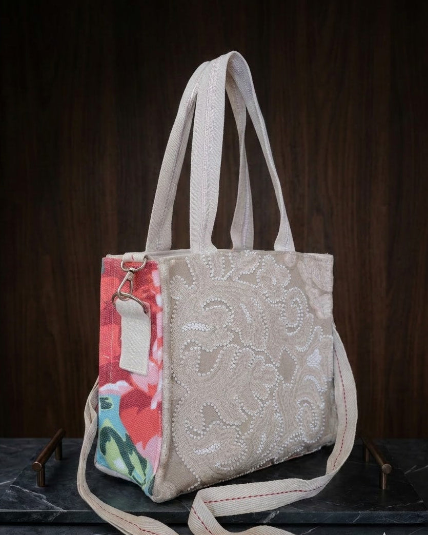 Beaded Bloom Box Tote