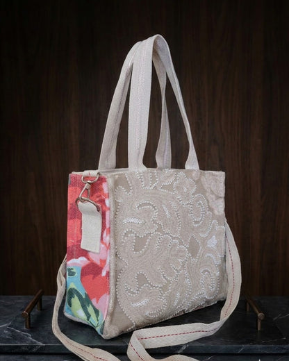 Beaded Bloom Box Tote