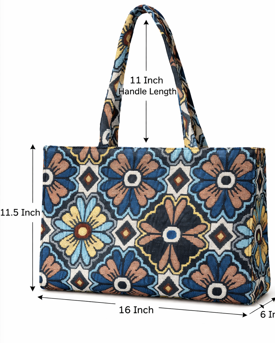 Midnight Bloom Jacquard Tote